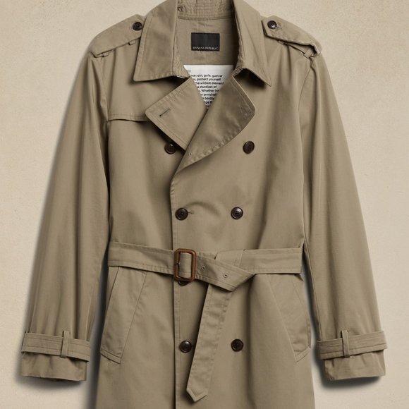 New Banana Republic Classic Water Resistant Trench Coat L - Picture 2 of 5